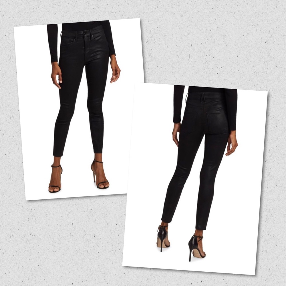 GOOD AMERICAN Women’s Black Good Legs Coated Skinny Jeans GL961T Size 14/32